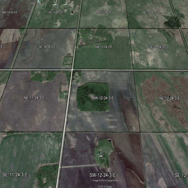 Google Earth Municipality Qtr Section Overlays MANITOBA ONLY